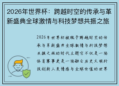 2026年世界杯：跨越时空的传承与革新盛典全球激情与科技梦想共振之旅
